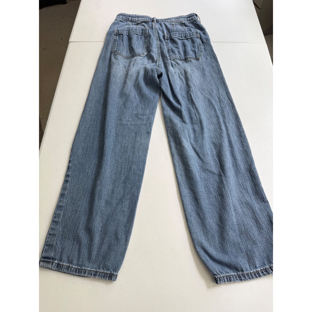 Pilcro Anthropologie Womens 26 Wide Leg Barrel Jeans High Rise Light Wash Crop - Picture 13 of 16